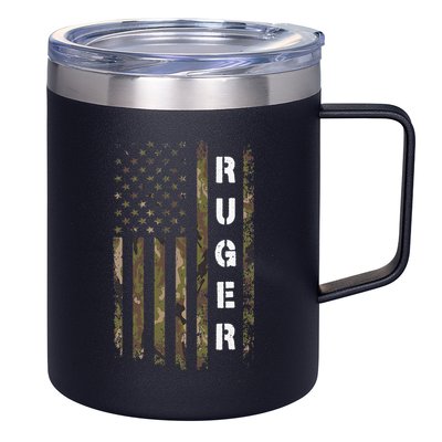 Retro Ruger Vintage Camouflage American Flag Matching Name 12oz Stainless Steel Coffee Mug