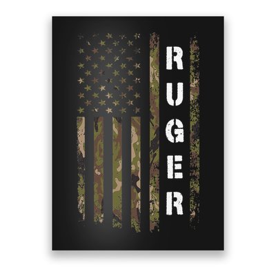 Retro Ruger Vintage Camouflage American Flag Matching Name Poster