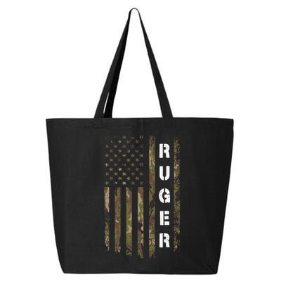 Retro Ruger Vintage Camouflage American Flag Matching Name 25L Jumbo Tote