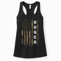 Retro Ruger Vintage Camouflage American Flag Matching Name Womens Tank Top