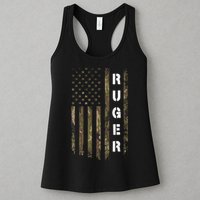 Retro Ruger Vintage Camouflage American Flag Matching Name Womens Tank Top