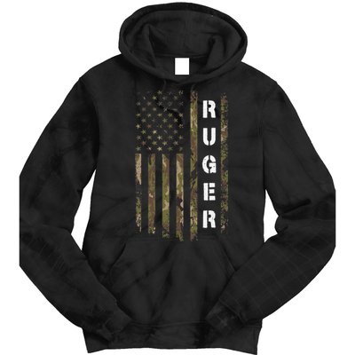 Retro Ruger Vintage Camouflage American Flag Matching Name Tie Dye Hoodie