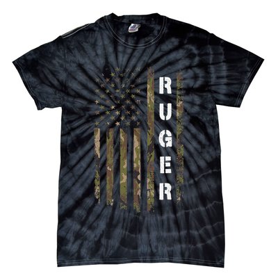 Retro Ruger Vintage Camouflage American Flag Matching Name Tie-Dye T-Shirt