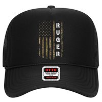 Retro Ruger Vintage Camouflage American Flag Matching Name Trucker Hat