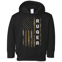 Retro Ruger Vintage Camouflage American Flag Matching Name Toddler Hoodie
