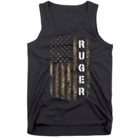 Retro Ruger Vintage Camouflage American Flag Matching Name Tank Top