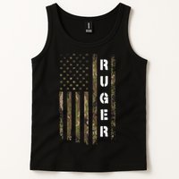Retro Ruger Vintage Camouflage American Flag Matching Name Tank Top