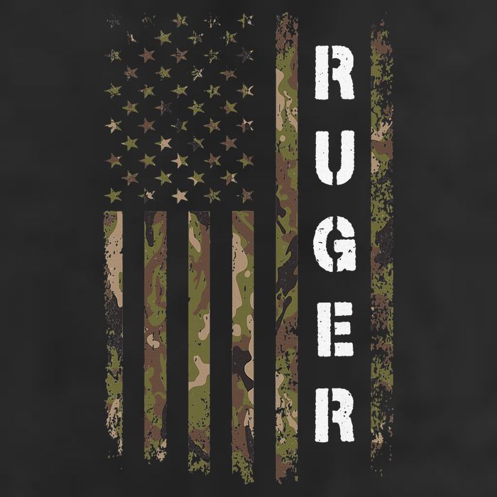 Retro Ruger Vintage Camouflage American Flag Matching Name Golf Towel