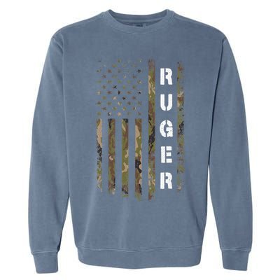Retro Ruger Vintage Camouflage American Flag Matching Name Garment-Dyed Sweatshirt