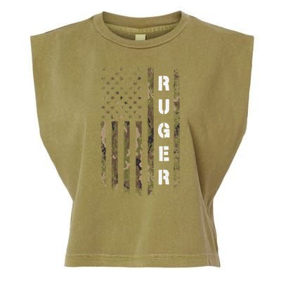 Retro Ruger Vintage Camouflage American Flag Matching Name Garment-Dyed Women's Muscle Tee