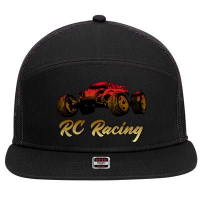 Rc Racing Vintage Gift 7 Panel Mesh Trucker Snapback Hat