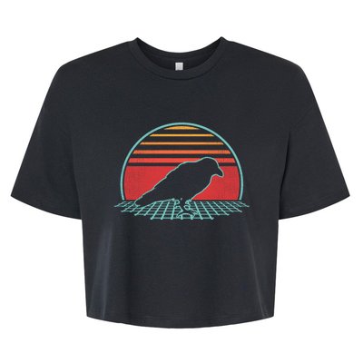 Raven Retro Vintage Crow 80s Style Bird Lover Gift Bella+Canvas Jersey Crop Tee