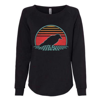 Raven Retro Vintage Crow 80s Style Bird Lover Gift Womens California Wash Sweatshirt