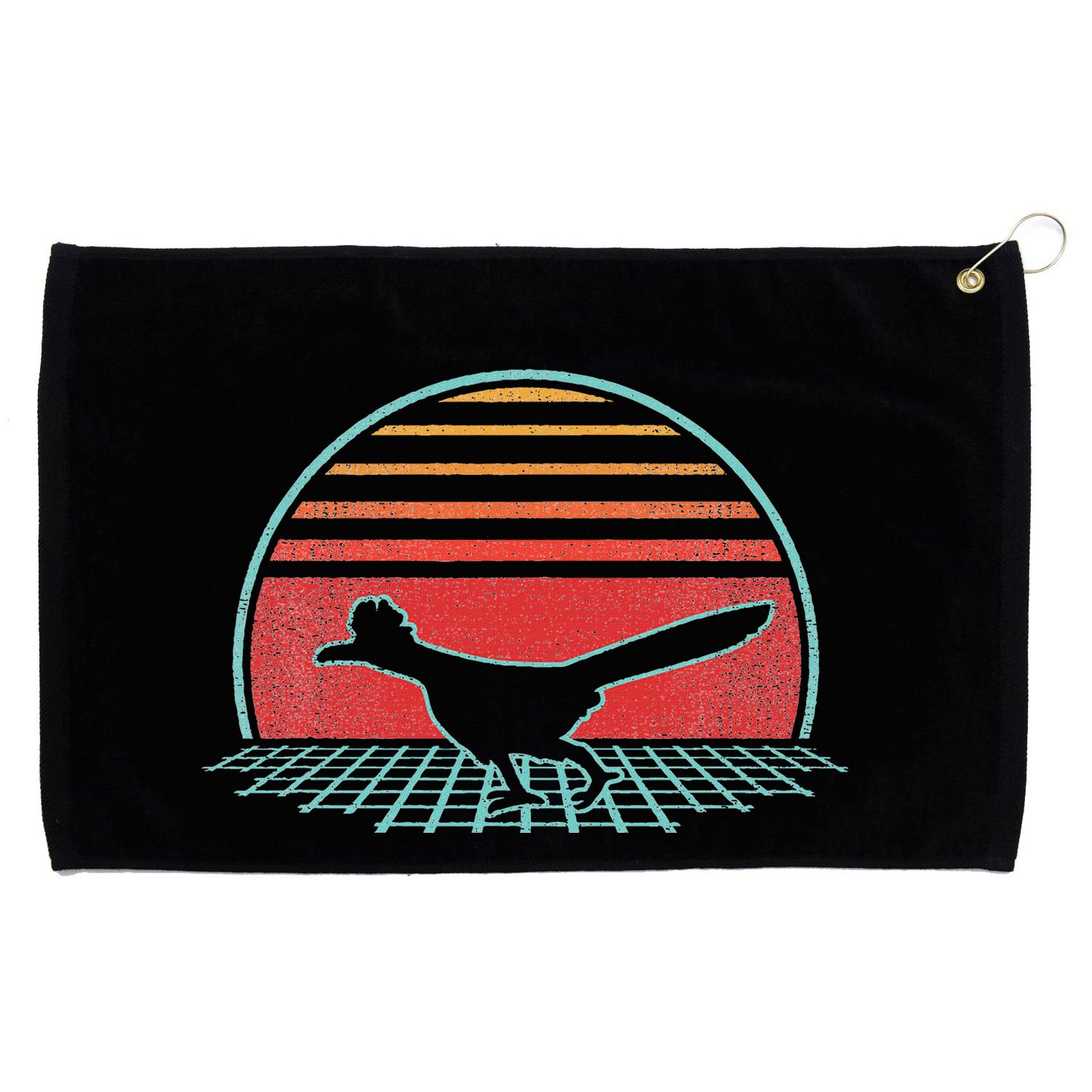 Roadrunner Retro Vintage 80s Style Animal Lover Gift Grommeted Golf Towel
