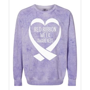 Red Ribbon Week Awareness Heart We Wear Red For Awareness Colorblast Crewneck Sweatshirt