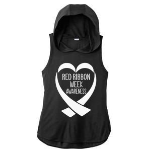 Red Ribbon Week Awareness Heart We Wear Red For Awareness Ladies PosiCharge Tri-Blend Wicking Draft Hoodie Tank