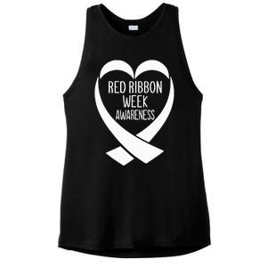 Red Ribbon Week Awareness Heart We Wear Red For Awareness Ladies PosiCharge Tri-Blend Wicking Tank