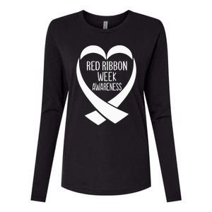 Red Ribbon Week Awareness Heart We Wear Red For Awareness Womens Cotton Relaxed Long Sleeve T-Shirt