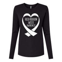 Red Ribbon Week Awareness Heart We Wear Red For Awareness Womens Cotton Relaxed Long Sleeve T-Shirt