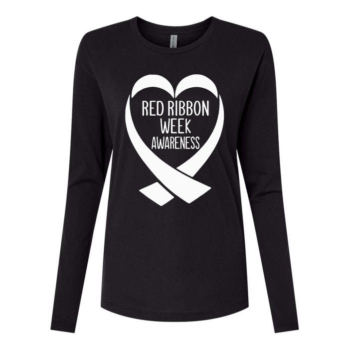 Red Ribbon Week Awareness Heart We Wear Red For Awareness Womens Cotton Relaxed Long Sleeve T-Shirt