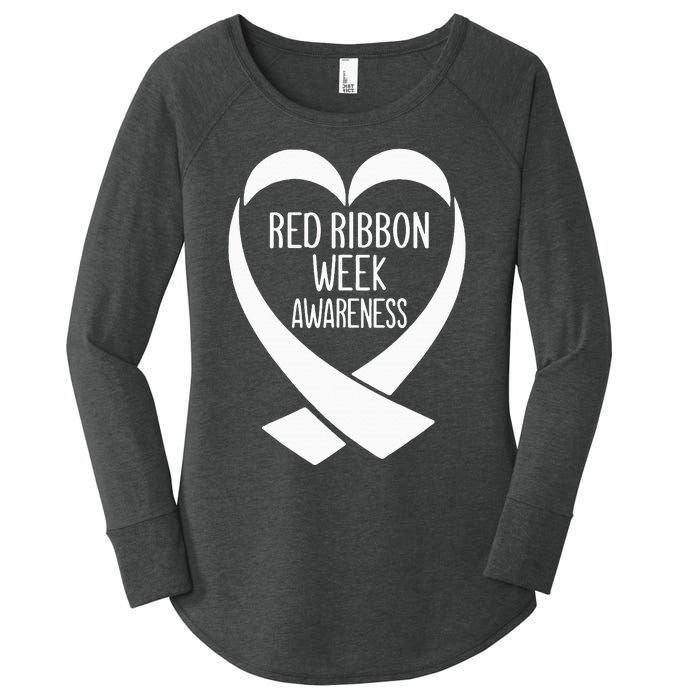 Red Ribbon Week Awareness Heart We Wear Red For Awareness Women's Perfect Tri Tunic Long Sleeve Shirt