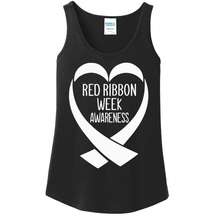 Red Ribbon Week Awareness Heart We Wear Red For Awareness Ladies Essential Tank