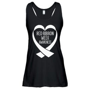 Red Ribbon Week Awareness Heart We Wear Red For Awareness Ladies Essential Flowy Tank