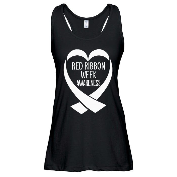 Red Ribbon Week Awareness Heart We Wear Red For Awareness Ladies Essential Flowy Tank