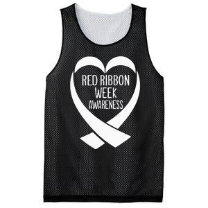 Red Ribbon Week Awareness Heart We Wear Red For Awareness Mesh Reversible Basketball Jersey Tank