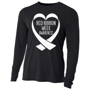 Red Ribbon Week Awareness Heart We Wear Red For Awareness Cooling Performance Long Sleeve Crew