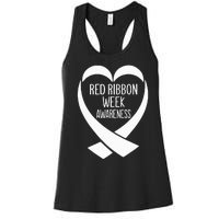 Red Ribbon Week Awareness Heart We Wear Red For Awareness Women's Racerback Tank