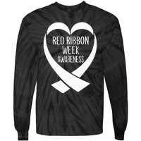 Red Ribbon Week Awareness Heart We Wear Red For Awareness Tie-Dye Long Sleeve Shirt