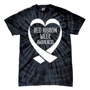 Red Ribbon Week Awareness Heart We Wear Red For Awareness Tie-Dye T-Shirt