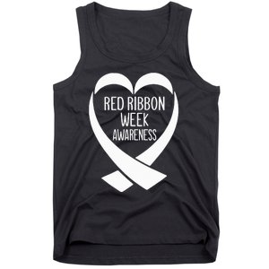 Red Ribbon Week Awareness Heart We Wear Red For Awareness Tank Top