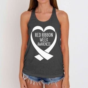 Red Ribbon Week Awareness Heart We Wear Red For Awareness Women's Knotted Racerback Tank