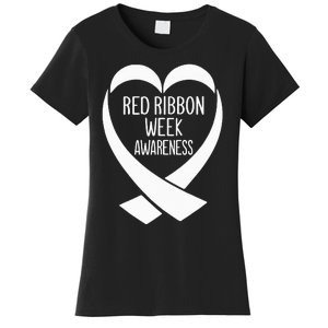 Red Ribbon Week Awareness Heart We Wear Red For Awareness Women's T-Shirt