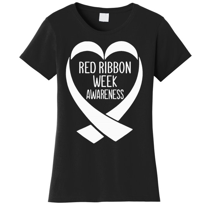 Red Ribbon Week Awareness Heart We Wear Red For Awareness Women's T-Shirt