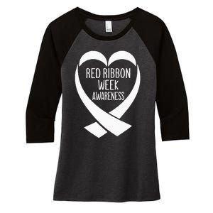 Red Ribbon Week Awareness Heart We Wear Red For Awareness Women's Tri-Blend 3/4-Sleeve Raglan Shirt