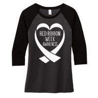 Red Ribbon Week Awareness Heart We Wear Red For Awareness Women's Tri-Blend 3/4-Sleeve Raglan Shirt