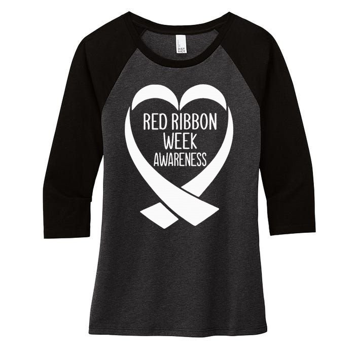 Red Ribbon Week Awareness Heart We Wear Red For Awareness Women's Tri-Blend 3/4-Sleeve Raglan Shirt