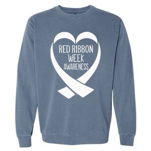 Red Ribbon Week Awareness Heart We Wear Red For Awareness Garment-Dyed Sweatshirt