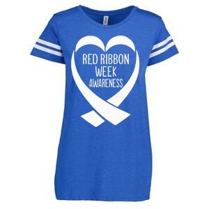 Red Ribbon Week Awareness Heart We Wear Red For Awareness Enza Ladies Jersey Football T-Shirt