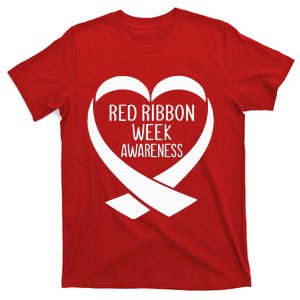 Red Ribbon Week Awareness Heart We Wear Red For Awareness T-Shirt