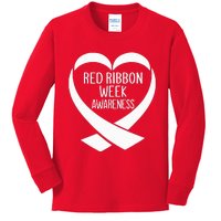 Red Ribbon Week Awareness Heart We Wear Red For Awareness Kids Long Sleeve Shirt