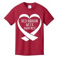 Red Ribbon Week Awareness Heart We Wear Red For Awareness Kids T-Shirt