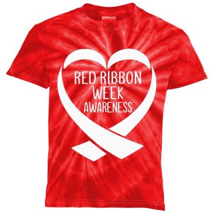 Red Ribbon Week Awareness Heart We Wear Red For Awareness Kids Tie-Dye T-Shirt