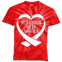 Red Ribbon Week Awareness Heart We Wear Red For Awareness Kids Tie-Dye T-Shirt