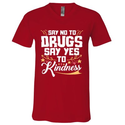 Red Ribbon Week Say No To Drugs Say Yes To Kindness V-Neck T-Shirt