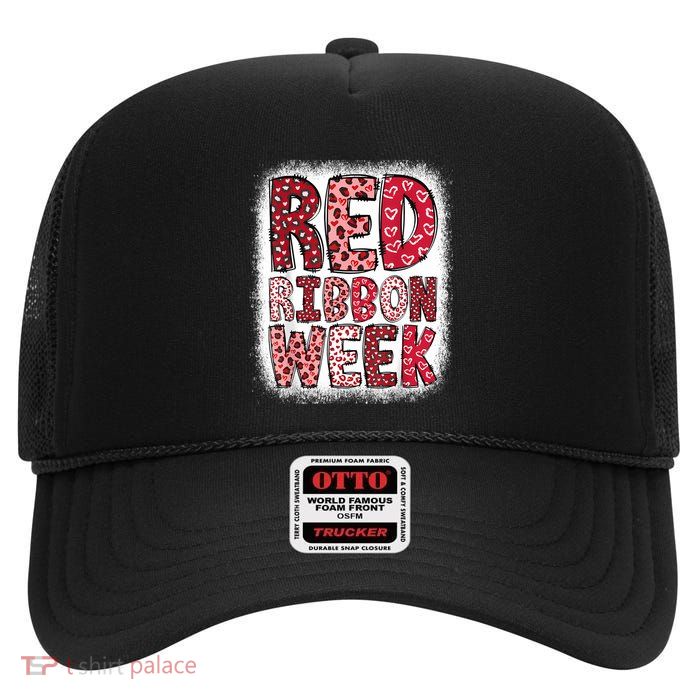 Red Ribbon Week High Crown Mesh Back Trucker Hat