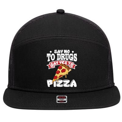 Red Ribbon Week Say No To Drugs Say Yes To Pizza 7 Panel Mesh Trucker Snapback Hat